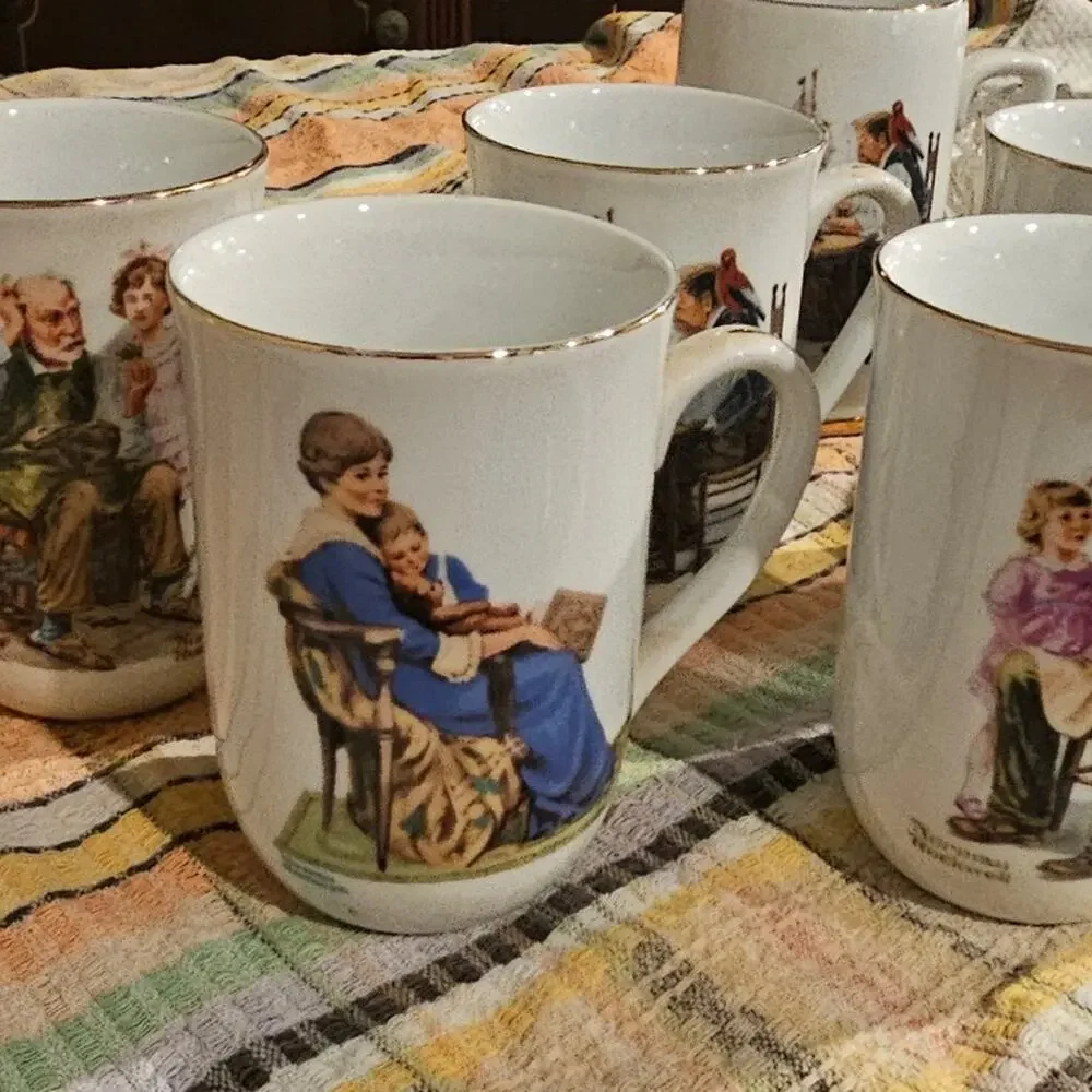 Collection of Norman Rockwell mugs